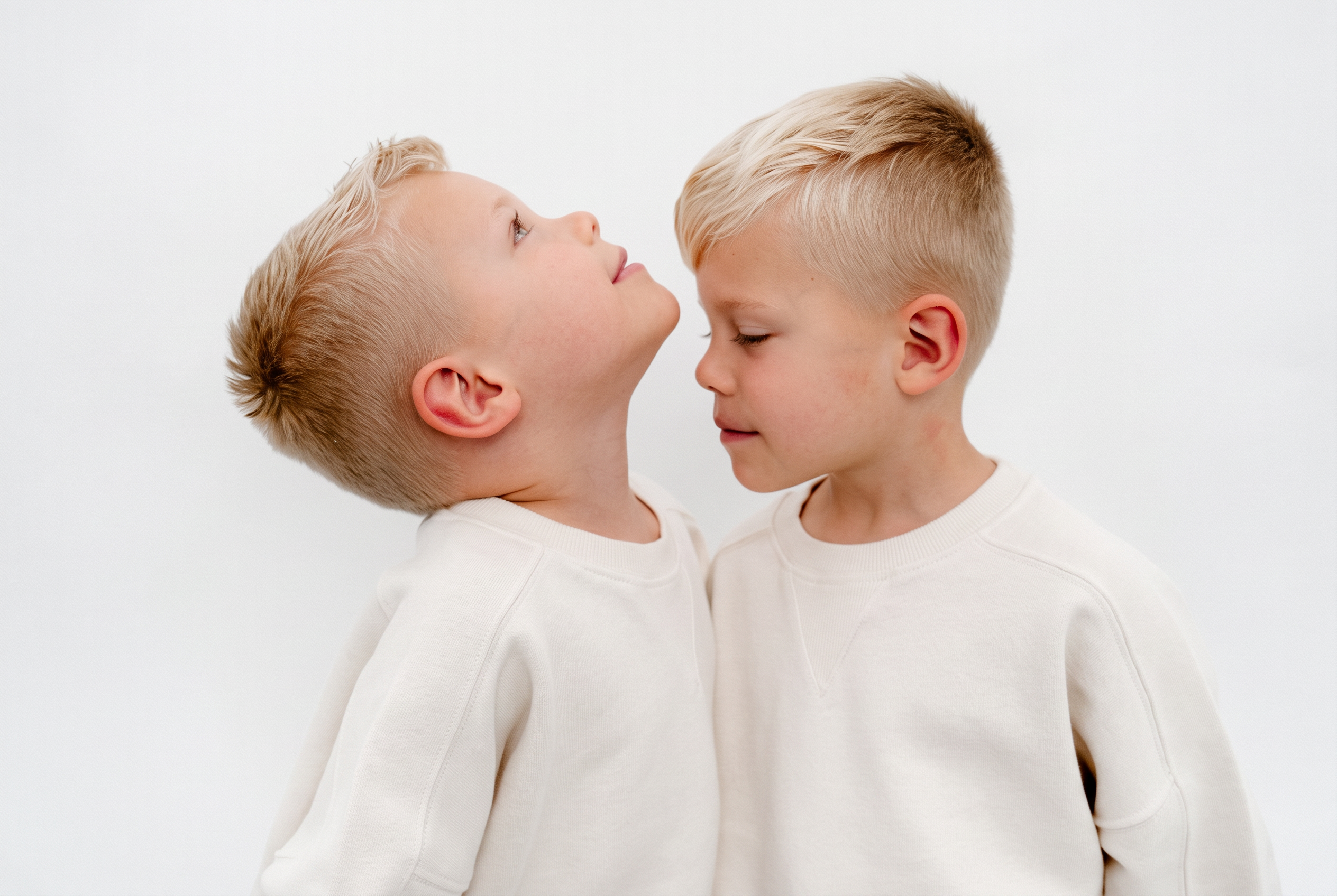 Dane and River sharing a playful studio moment